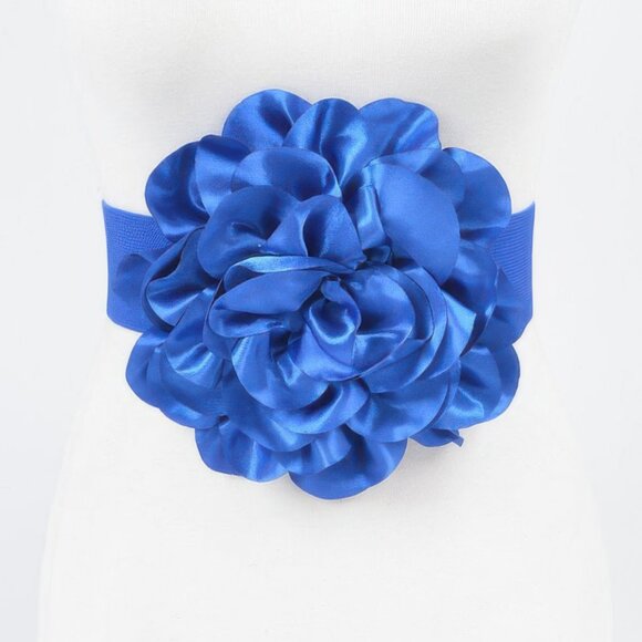 Satin Big Flower Elastic Belt - Picture 3 of 9